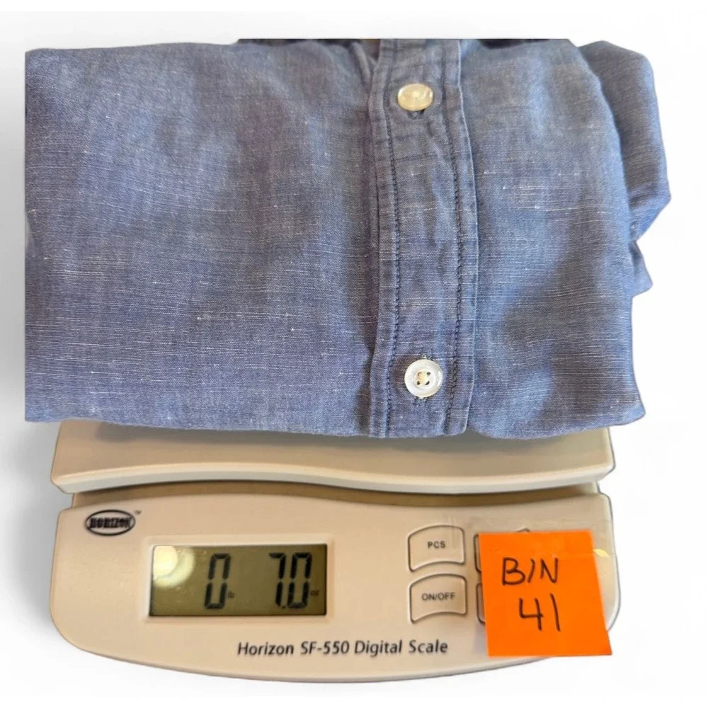 Banana Republic Casual Shirt Men's XL Blue Chambray Short Sleeve Button Up